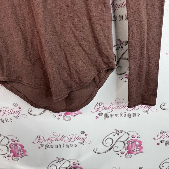 Wilfred free long sleeve top swoop neck round stretch Chocolate Long Sleeve Tee - Picture 6 of 13